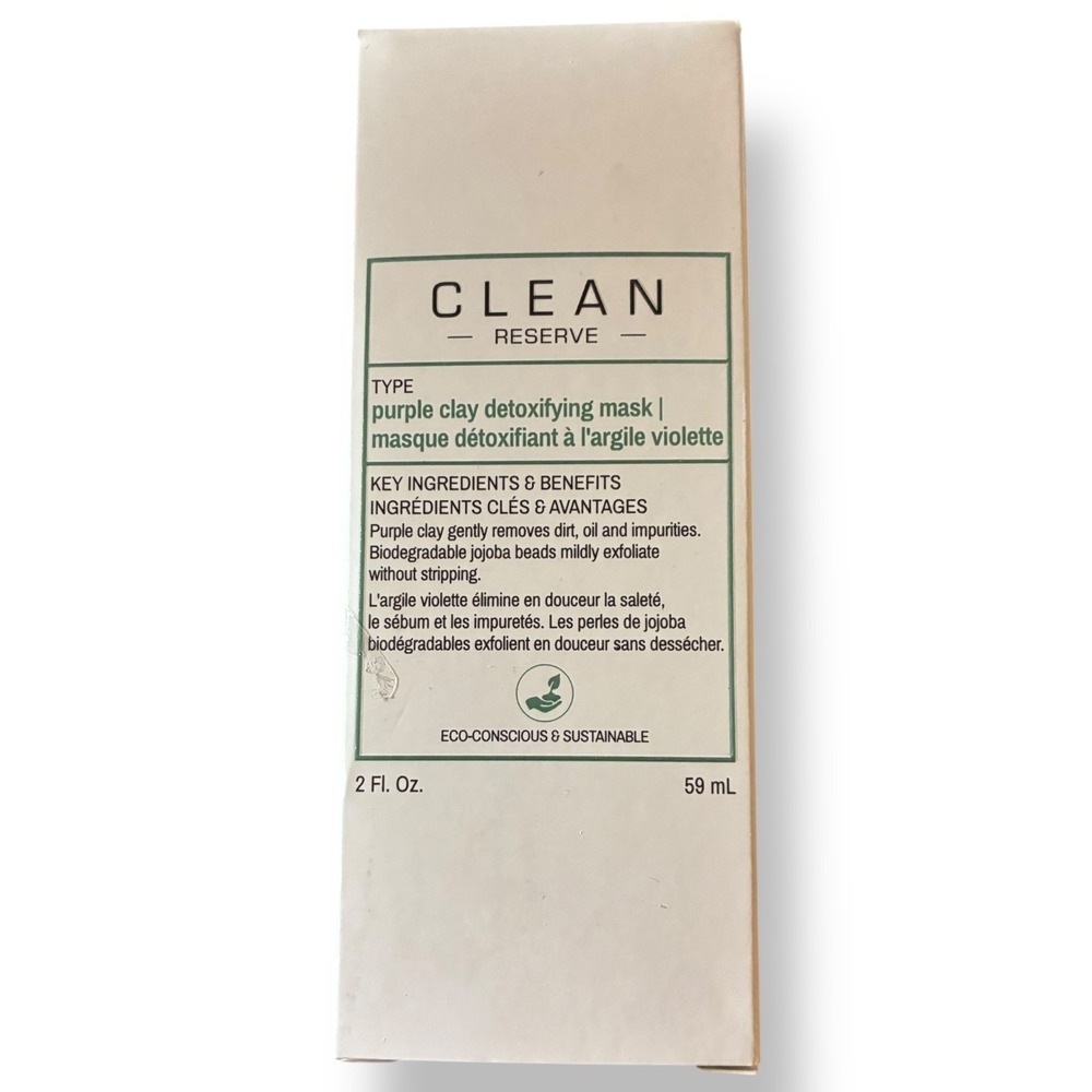 Clean Reserve Purple Clay Detoxifying Mask‎ 2oz Vegan Exfoliating Jojoba NIB